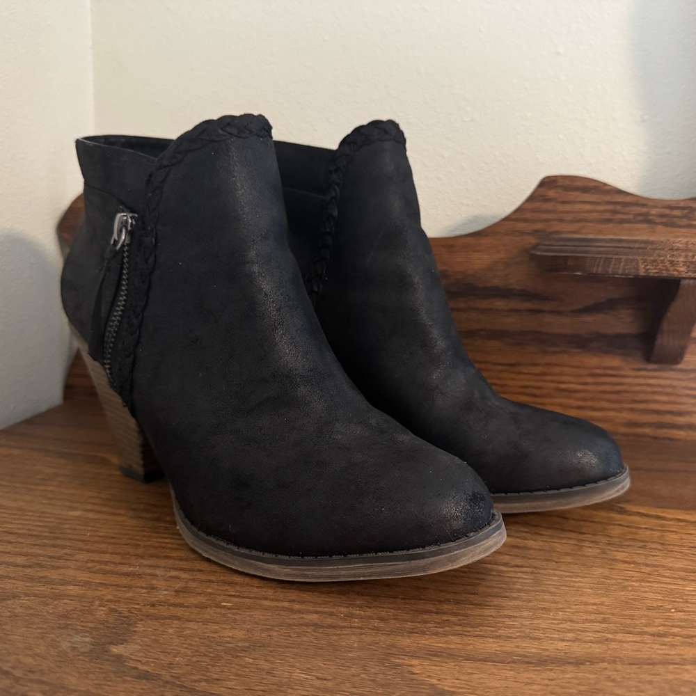 Maurices Black Ankle Booties with Braided Detail